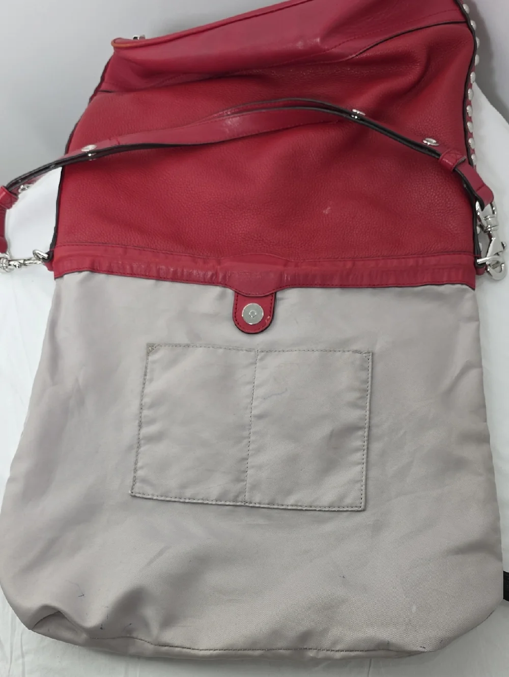 Rebecca Minkoff Red‎ Leather Silver Studded Blythe Dual Strap Hobo Shoulder Bag